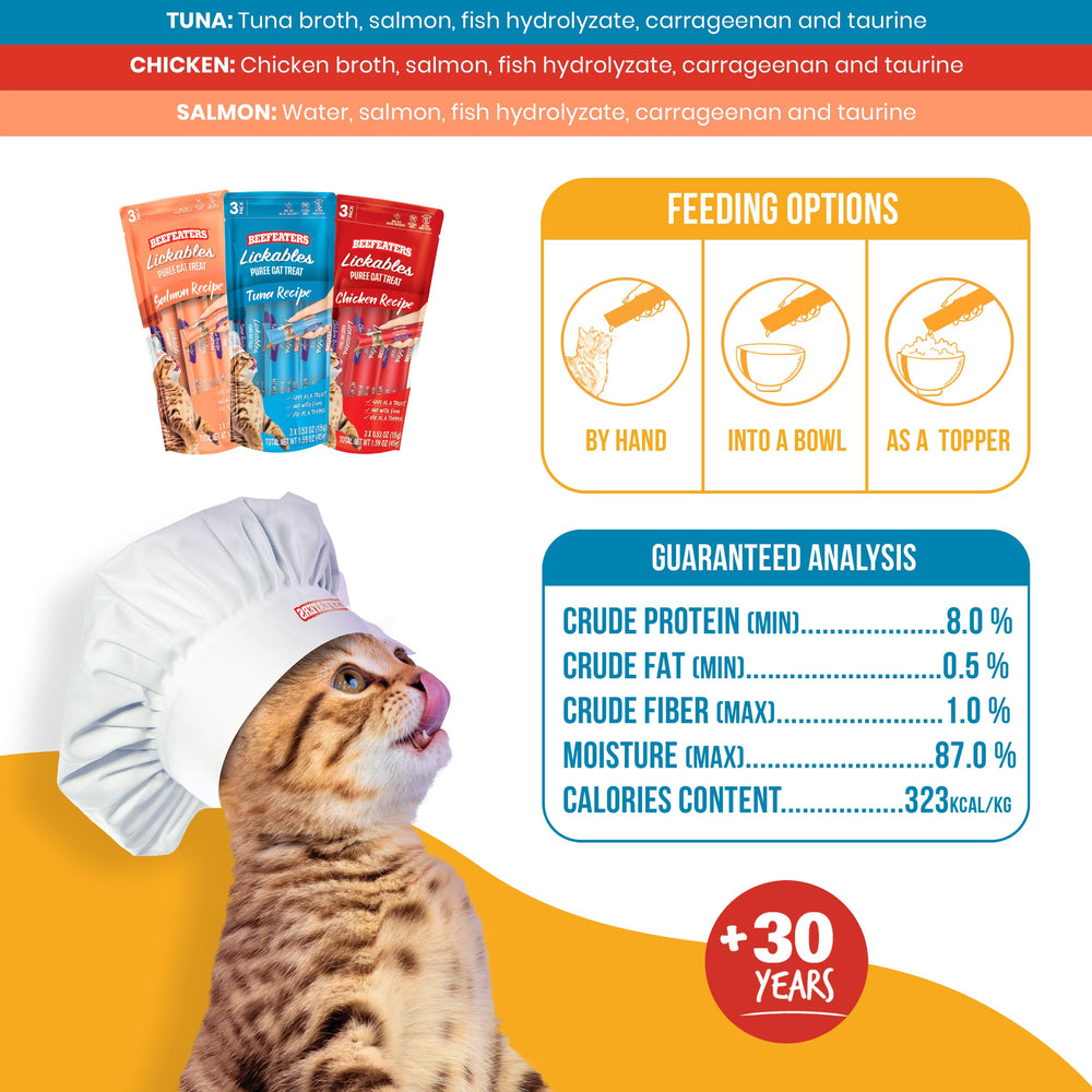 Beefeaters Cat Treats Grain-free, preservative-free recipe suited for sensitive diets.