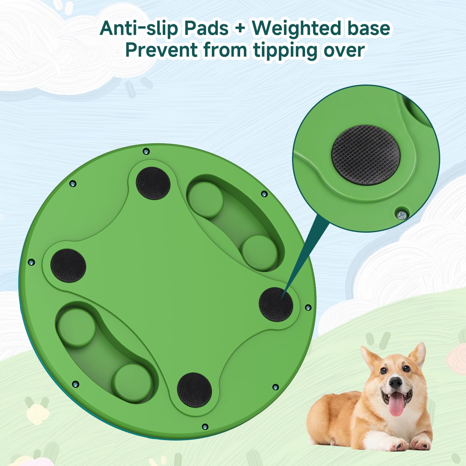 Beelike non-slip base green shows stability during feeding and play.