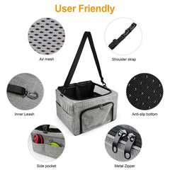 Beelike car seat with top and front zipper doors for easy pet access.