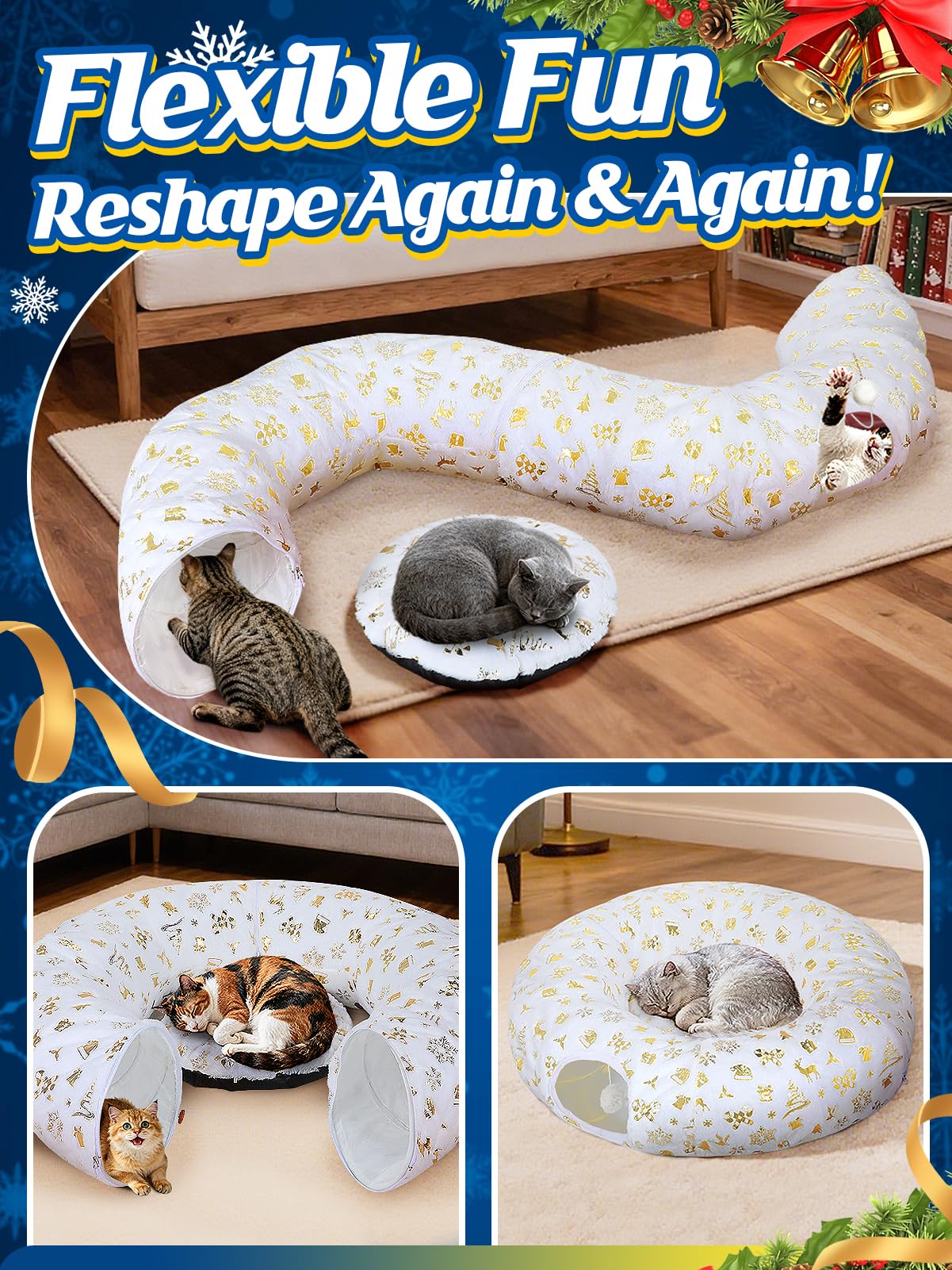 Beeplove cat tunnel bed non slip base for secure play area