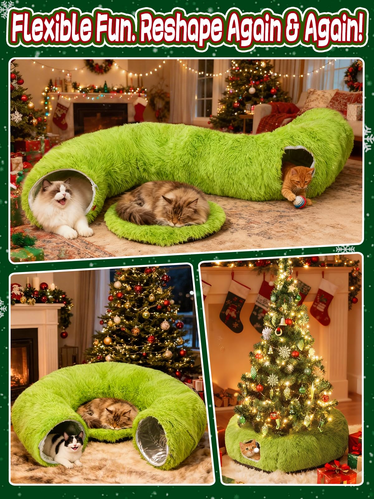 Beeplove non-slip base keeps the cat play area stable during festive activity.