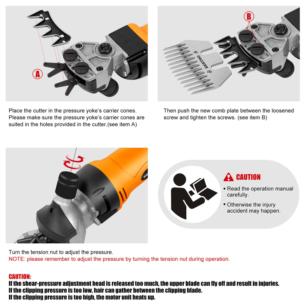 BEETRO 500W sheep shears speed control lets you match power to task.