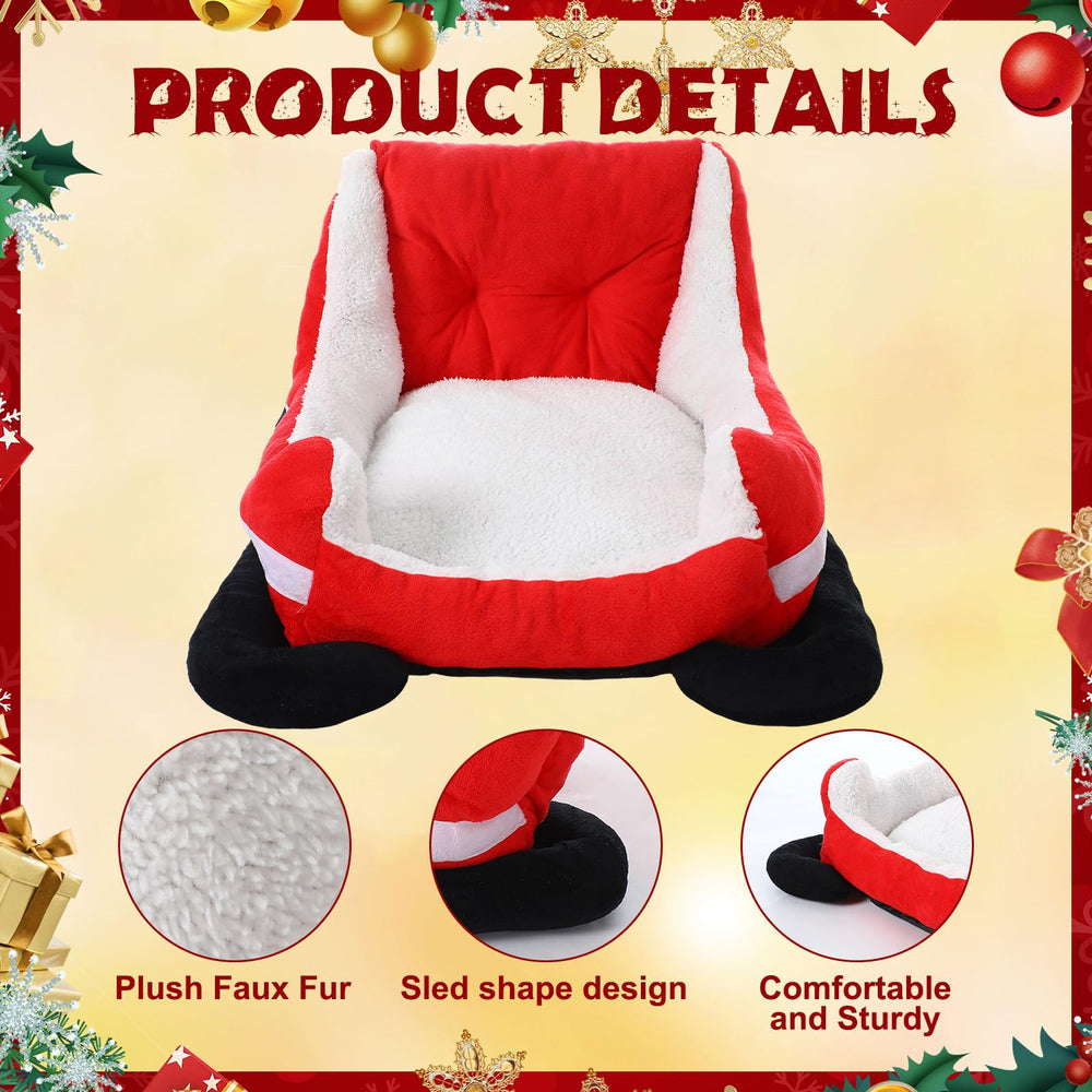 Beeveer Christmas Dog Bed Sleigh outdoor use scene shows durable cozy space on porch.