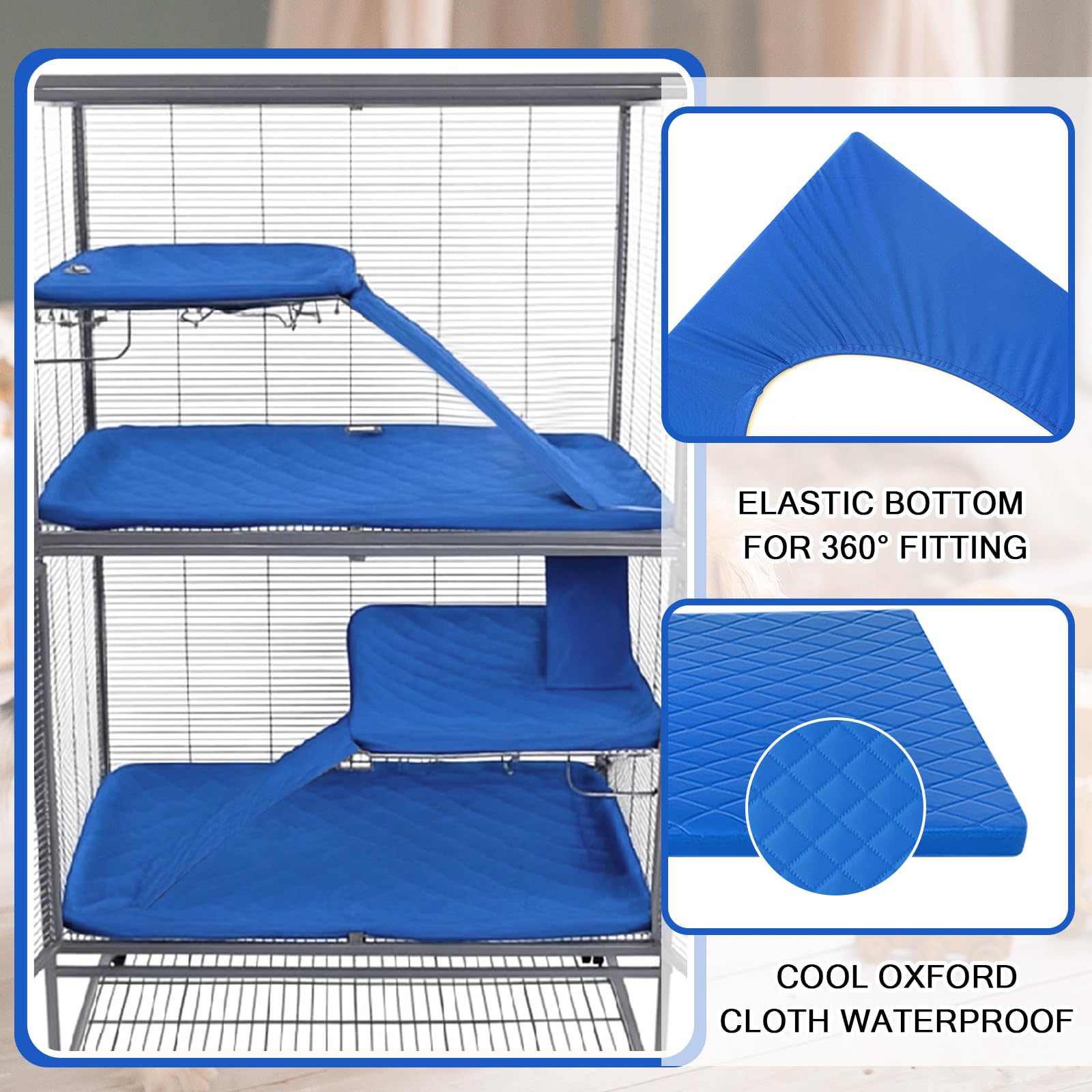 Beeveer shelf liners in blue offer cushioned resting surfaces for daily use.