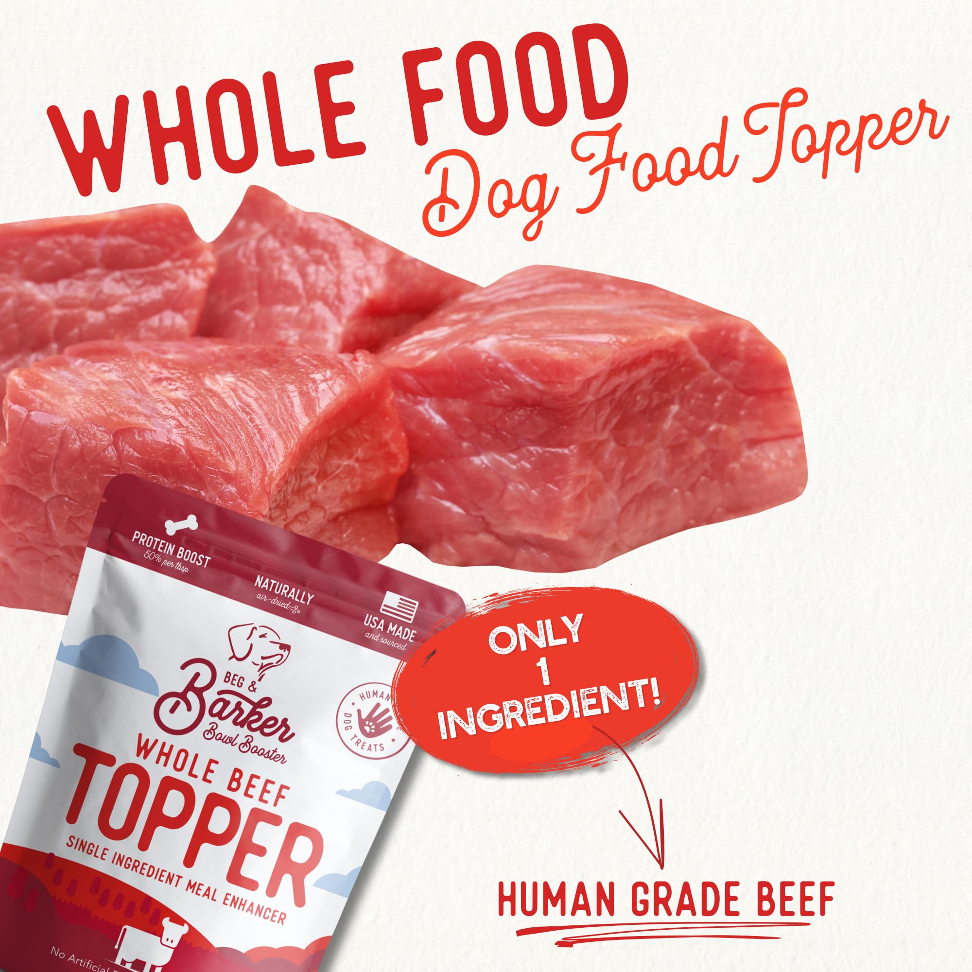 Beg & Barker air-dried process shown; preserves nutrients for steady canine energy.