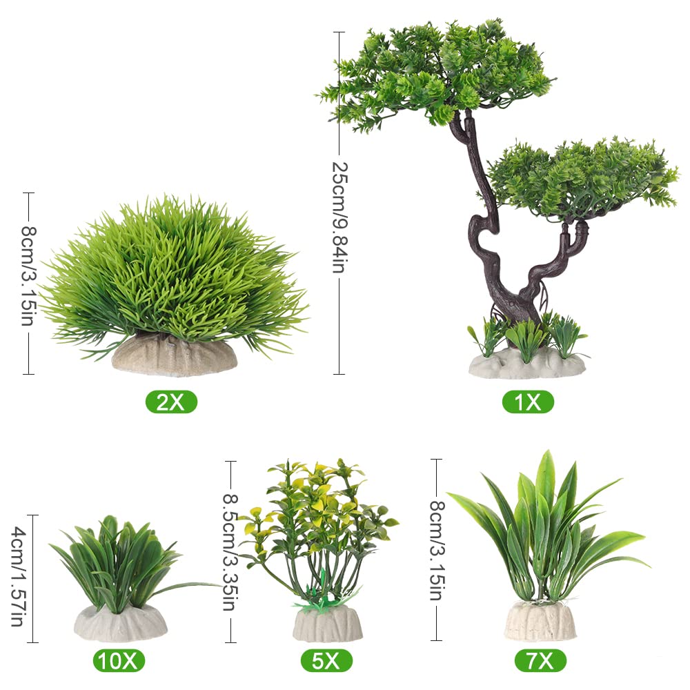 BEGONDIS green artificial aquarium plants create realistic forest-like decor for fish habitats.