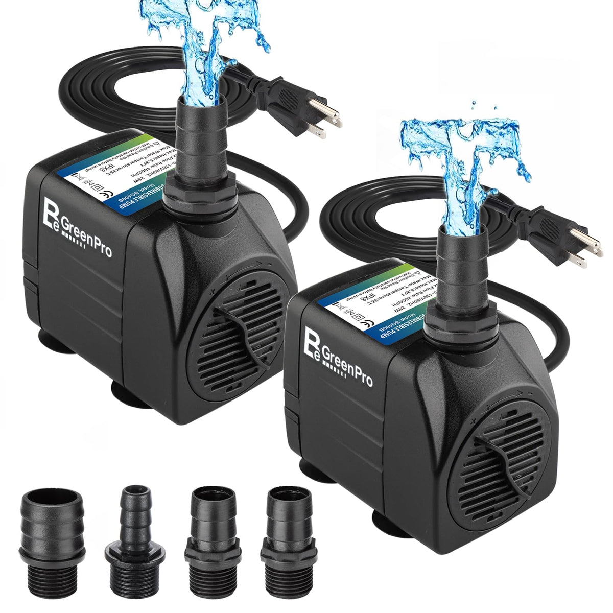 BeGreenPro fountain pump compact size fits in small reservoirs for discreet setups.