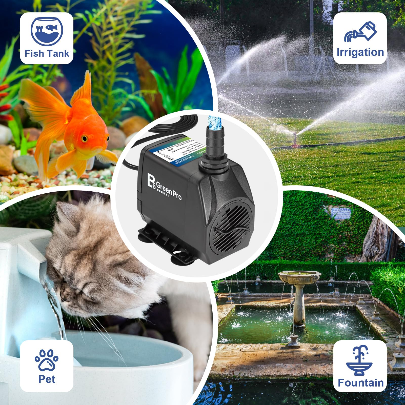 BeGreenPro 800GPH pump ideal for outdoor hydroponics and waterfalls with steady lift.