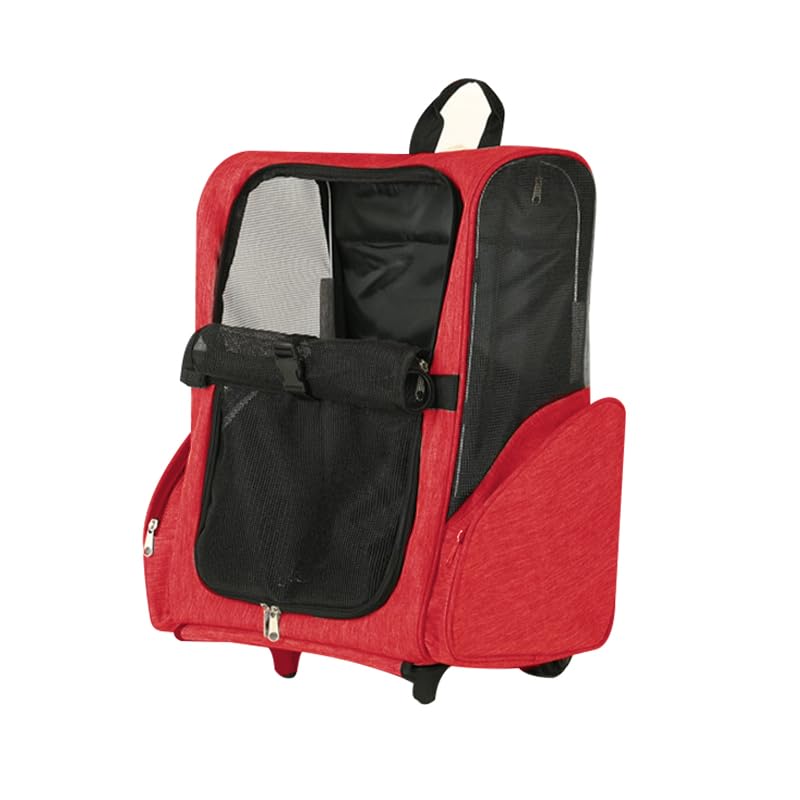 Beidingsen pet trolley bag front view red travel-ready dual carry option