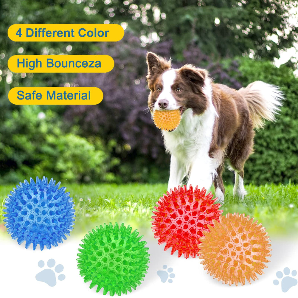 Beieverluck red spikey ball with squeaker adds audible cue for games.