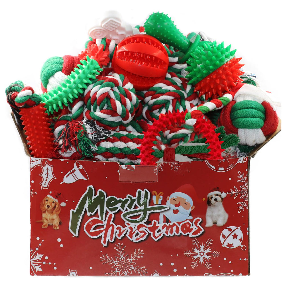 Beiker Christmas 15-pack dog toys cover highlights holiday fun and teething play for puppies.