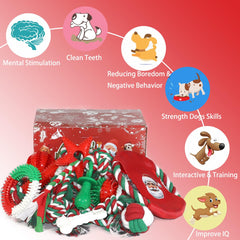 Beiker Christmas 15-pack rope toys closeup emphasizes durable cotton textures for tug of war.