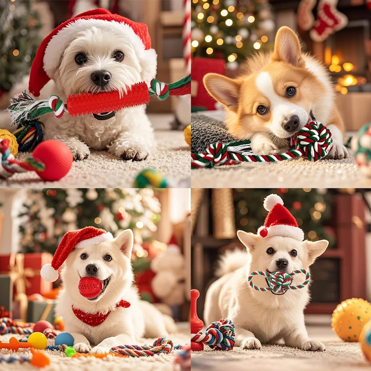 Beiker Christmas 15-pack rubber toy closeup highlights bite surfaces for teething exploration.