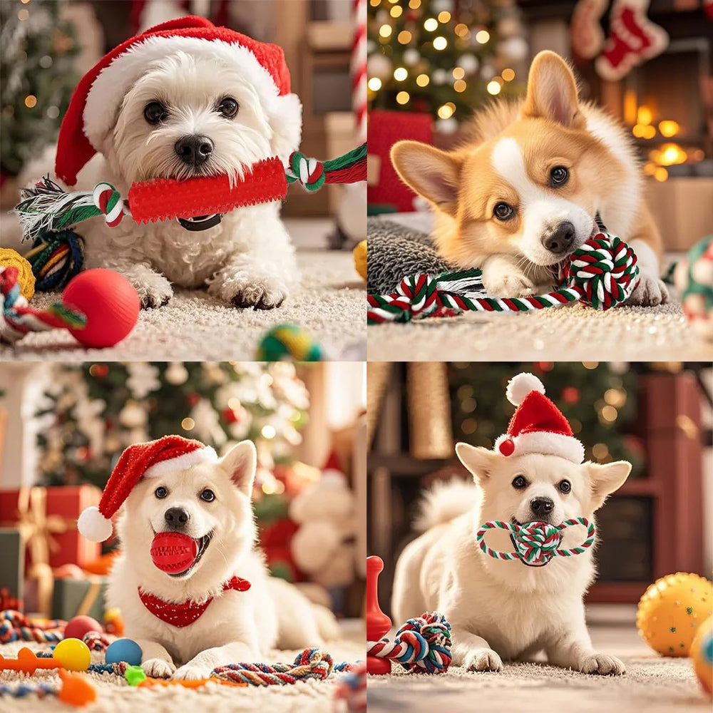 Beiker Christmas 15-pack rubber toy closeup highlights bite surfaces for teething exploration.