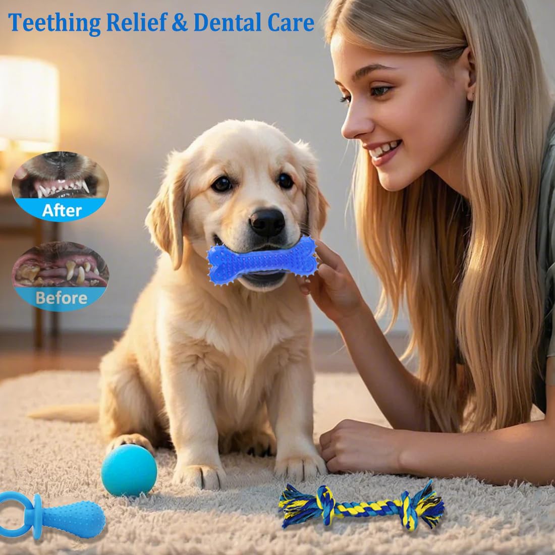 Beiker rope toys for puppies blue are ideal for tug-of-war and interactive play.