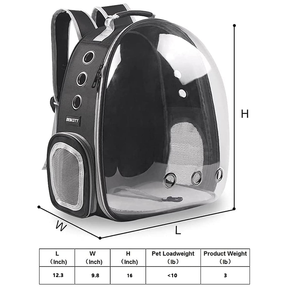 BEIKOTT cat backpack load capacity up to 13 lbs supports small pets securely.