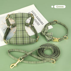Beirui 5ft leash with plaid harness set for comfortable daily strolls
