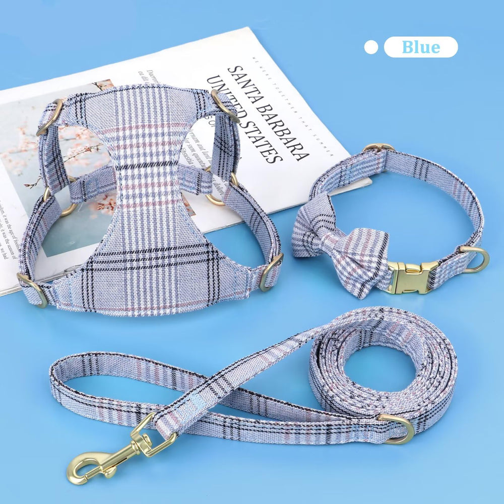 Beirui extra-small dog harness blue side view showing secure fit.