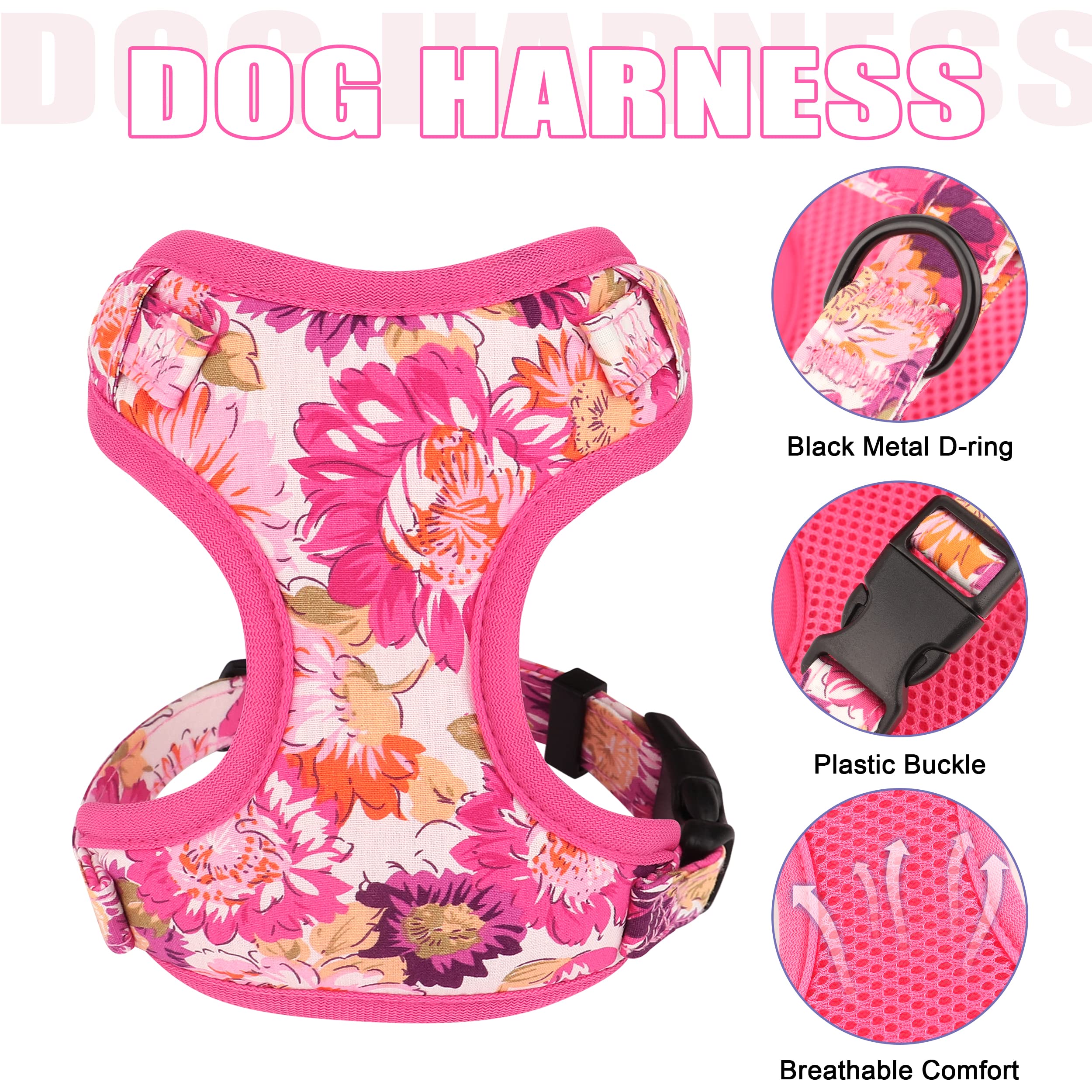 Beirui floral-blue-collar-xs—durable black plastic buckle for tiny dogs.