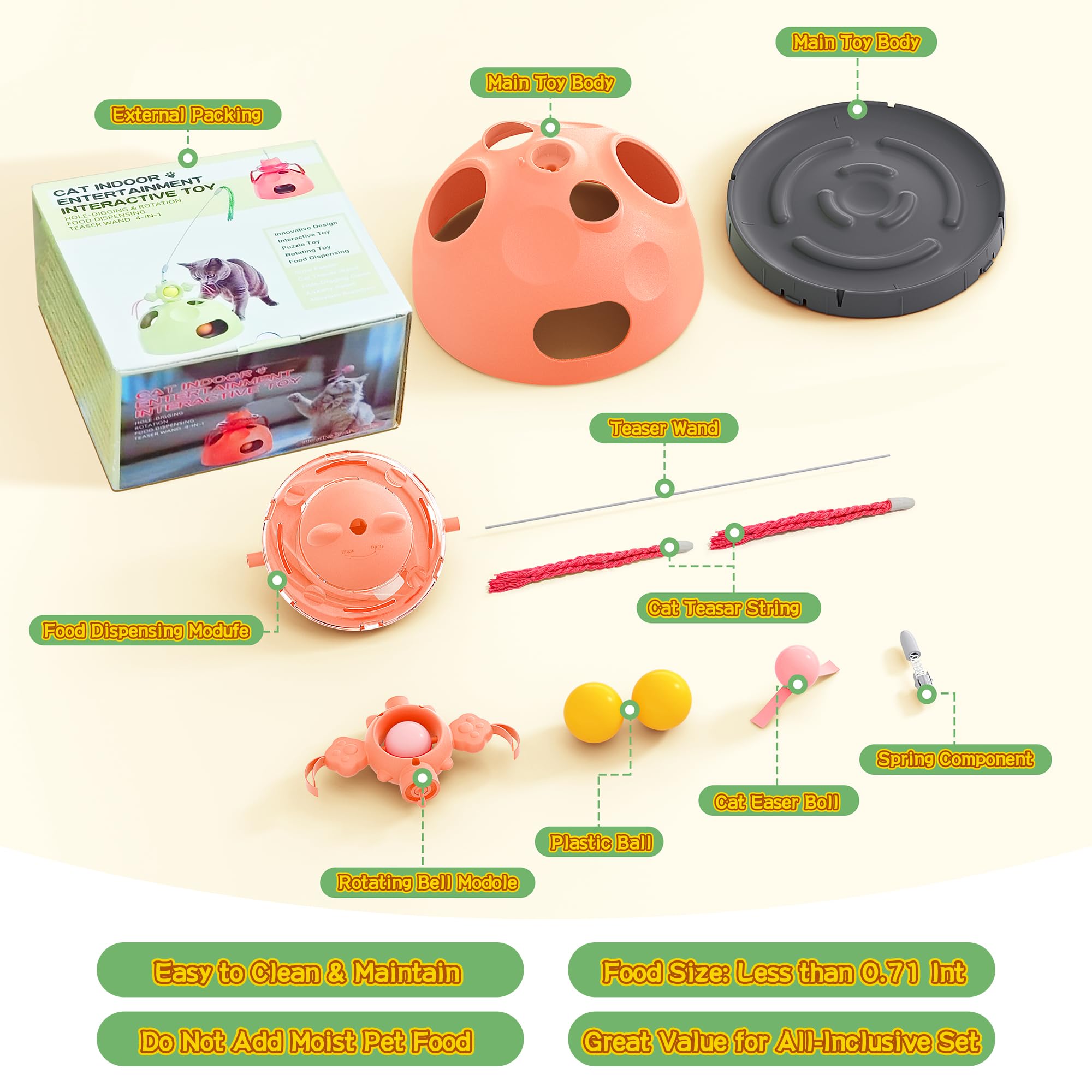 Beitophome 4-in-1 cat toy spring assembly supports safe, versatile setup.