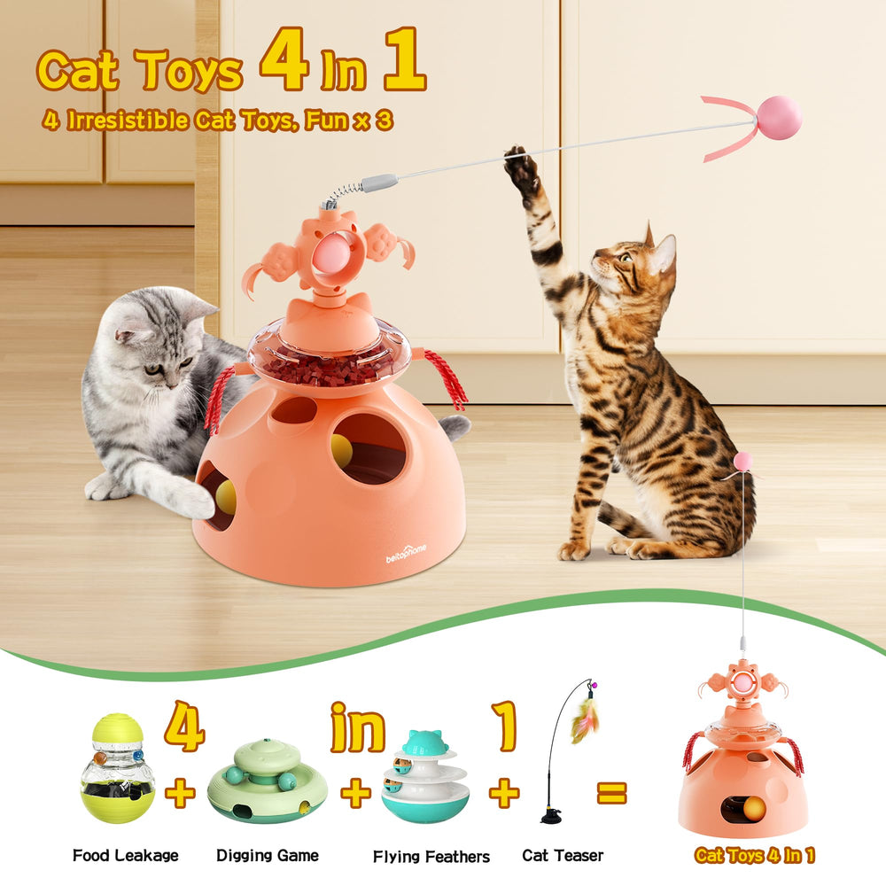 Beitophome 4-in-1 cat toy teaser wand sparks interactive fun and chase behavior.