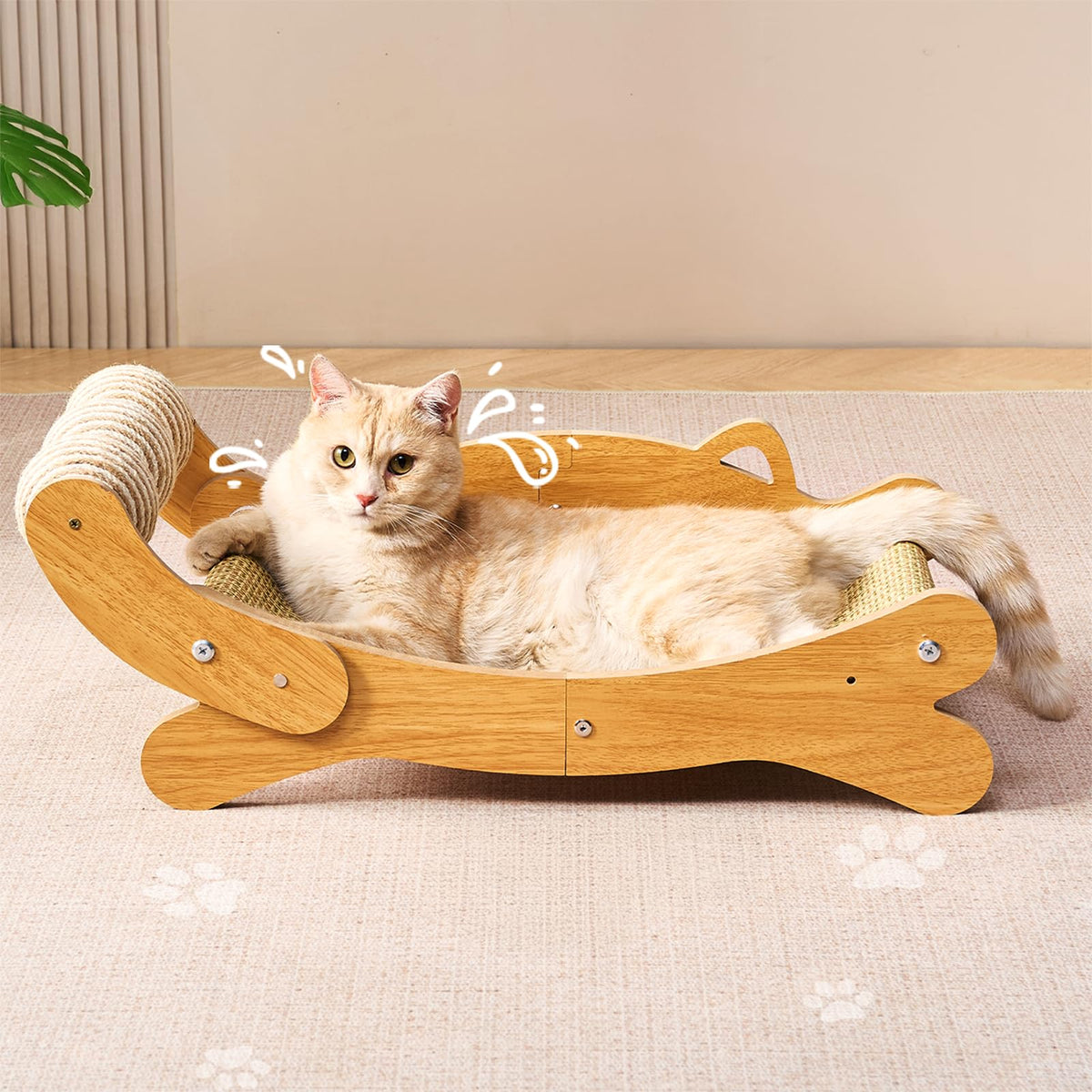 beitophome cat scratch board with sisal ball enabling satisfying scratching and playful interaction