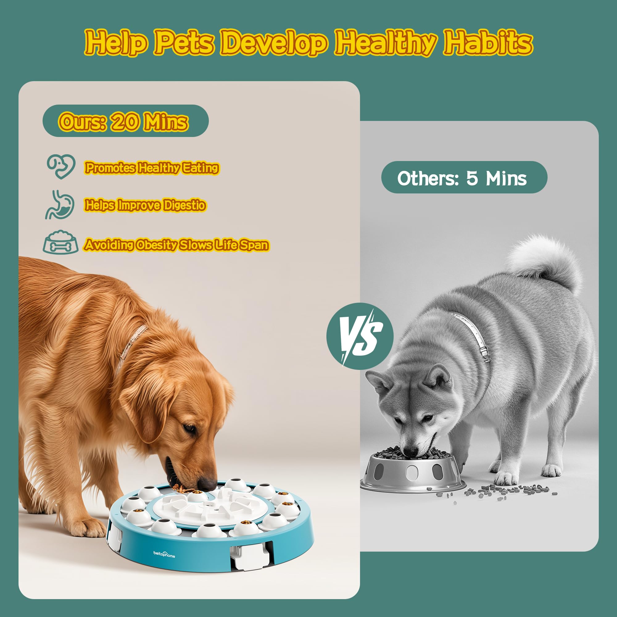 Beitophome Dog Puzzle Level 4 versatile use for small to large dogs
