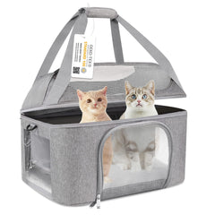 Bejibear large cat carrier soft side with ventilation window for breathable travel.
