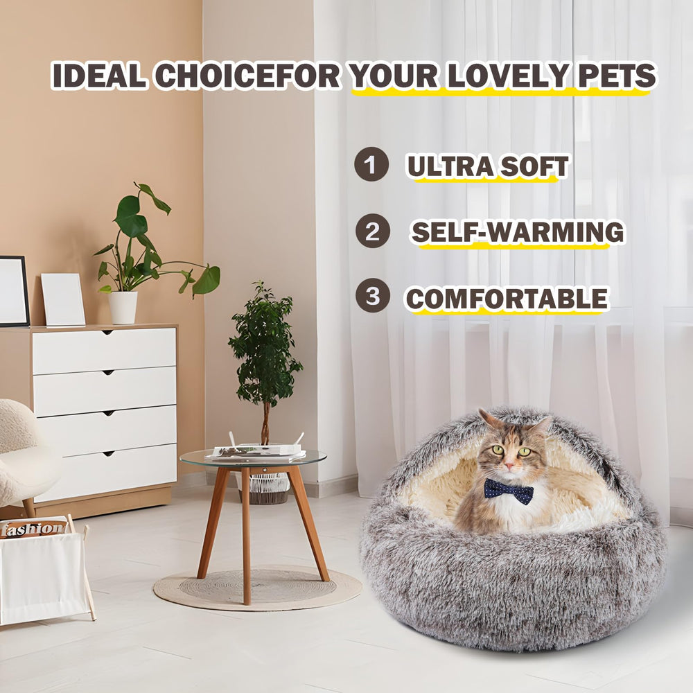 BELEEWILWON cat bed durable faux fur cover feels luxurious and inviting.