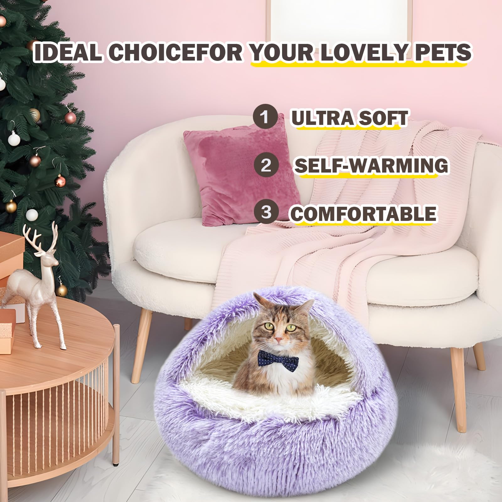 BELEEWILWON cat bed two sizes fit small cats and compact dogs