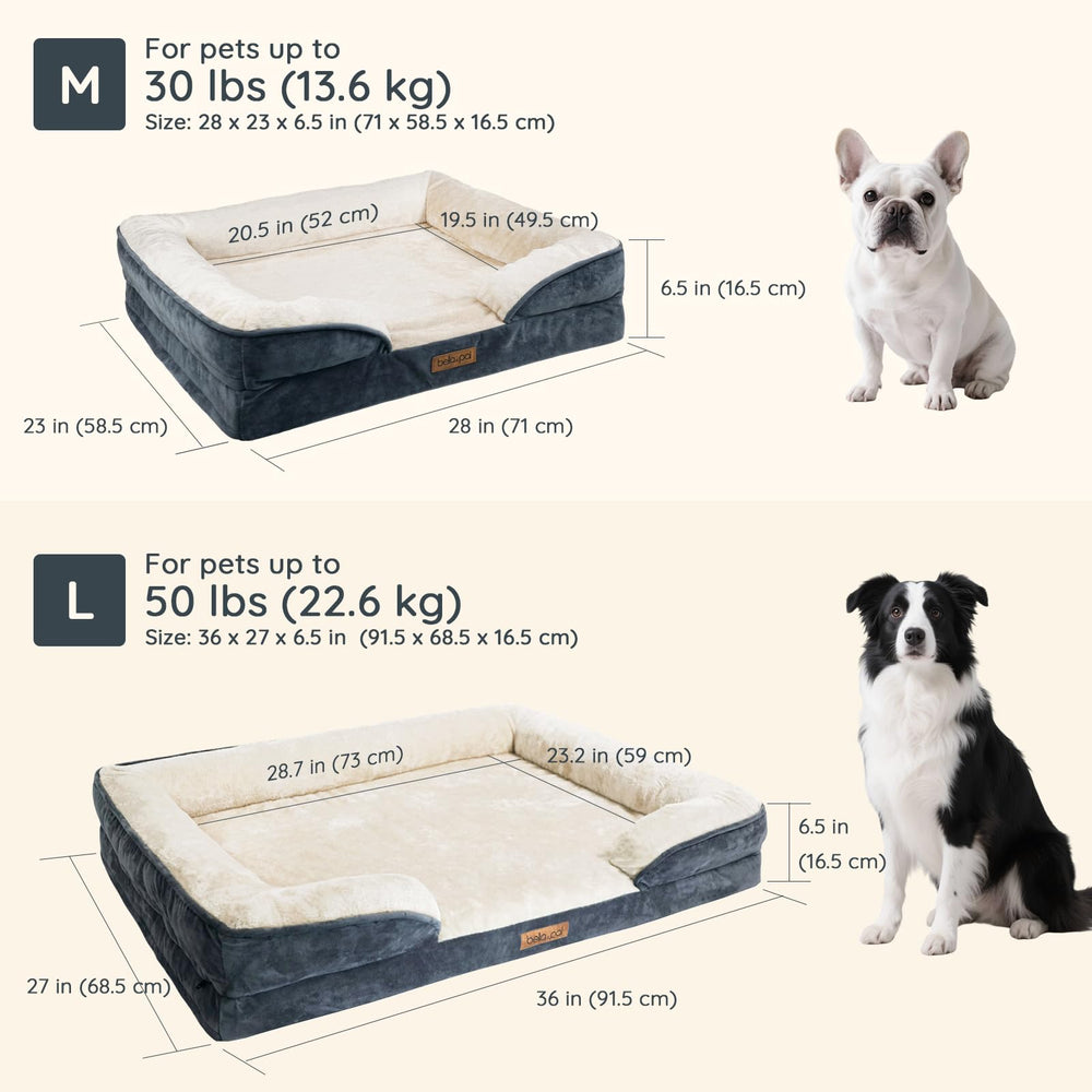 BELLA & PAL large 36x27x6.5 bed fits medium to large dogs comfortably.