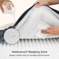 BELLA & PAL waterproof liner protects bed from accidents, keeping surface dry.