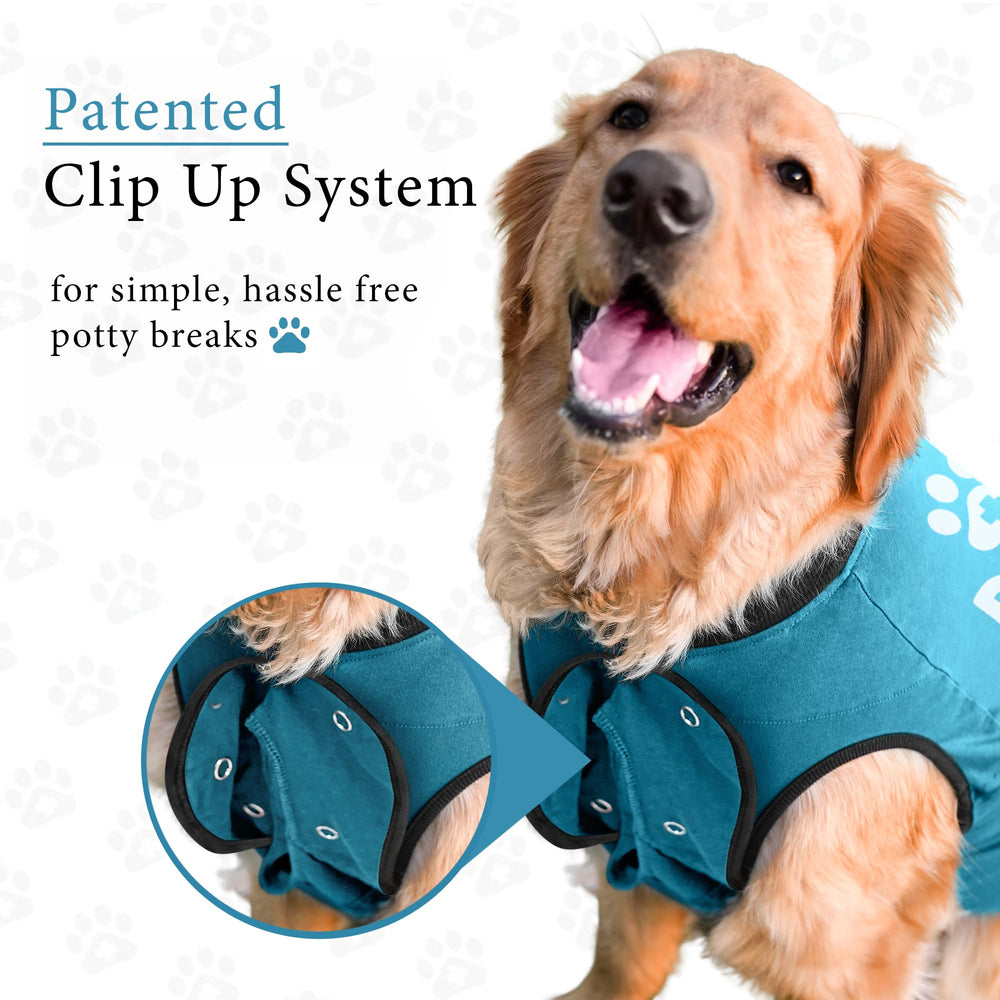 BellyGuard dog surgery recovery suit soft cotton close-up highlights breathable comfort