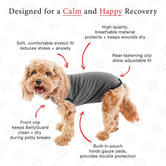BellyGuard dog surgery recovery suit soft cotton fabric offers breathable comfort