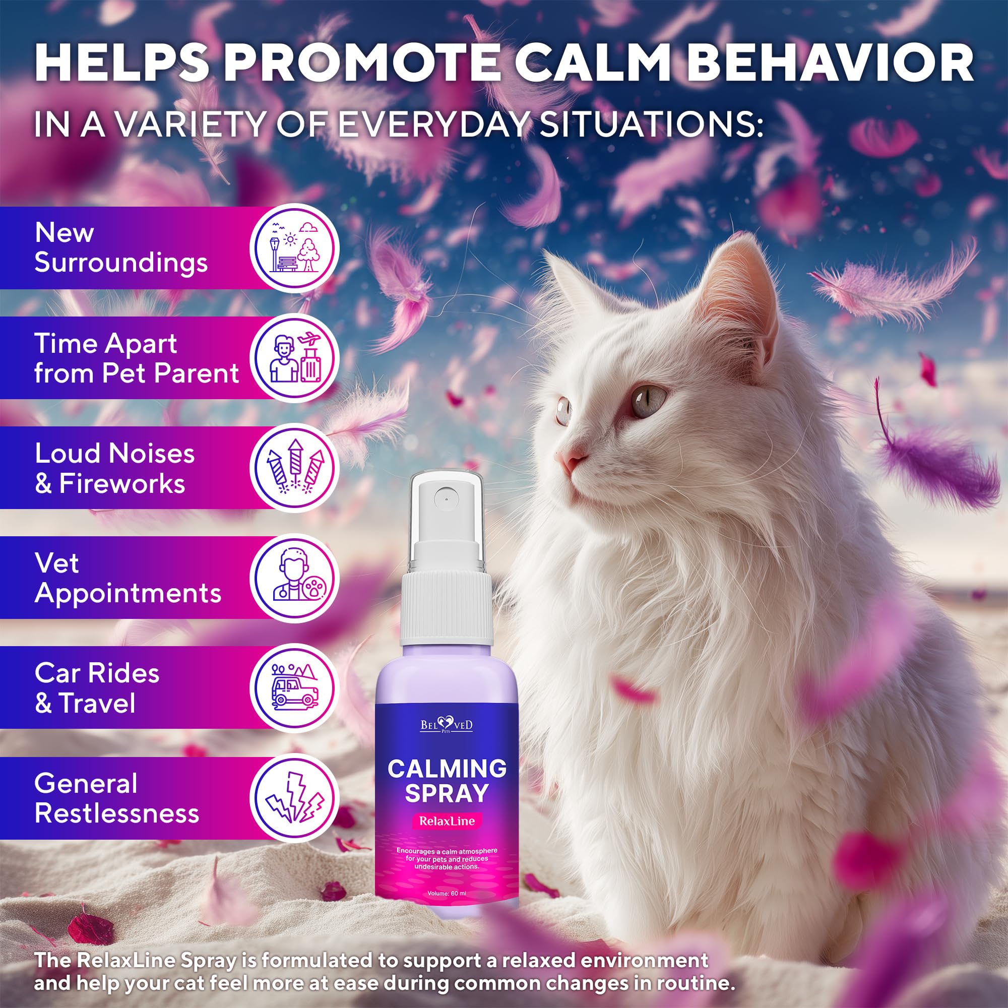 Beloved Pets pheromone spray applied to a cat carrier to ease vet visits.