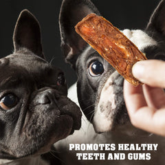 Beloved Pets Chicken Jerky texture closeup shows dehydrated, flavorful, digestible chews.