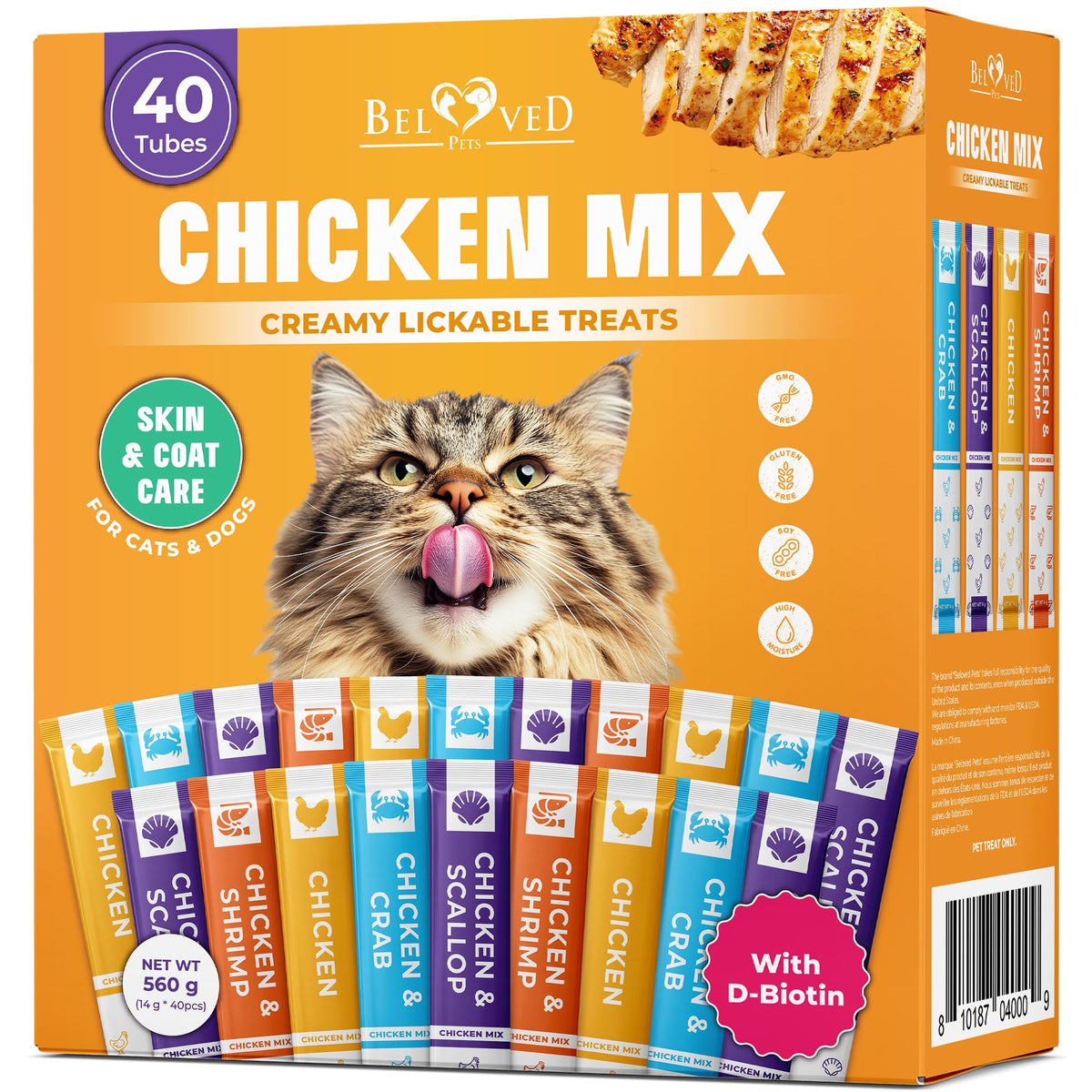 Beloved Pets creamy lickable treats chicken tube for quick feline treat
