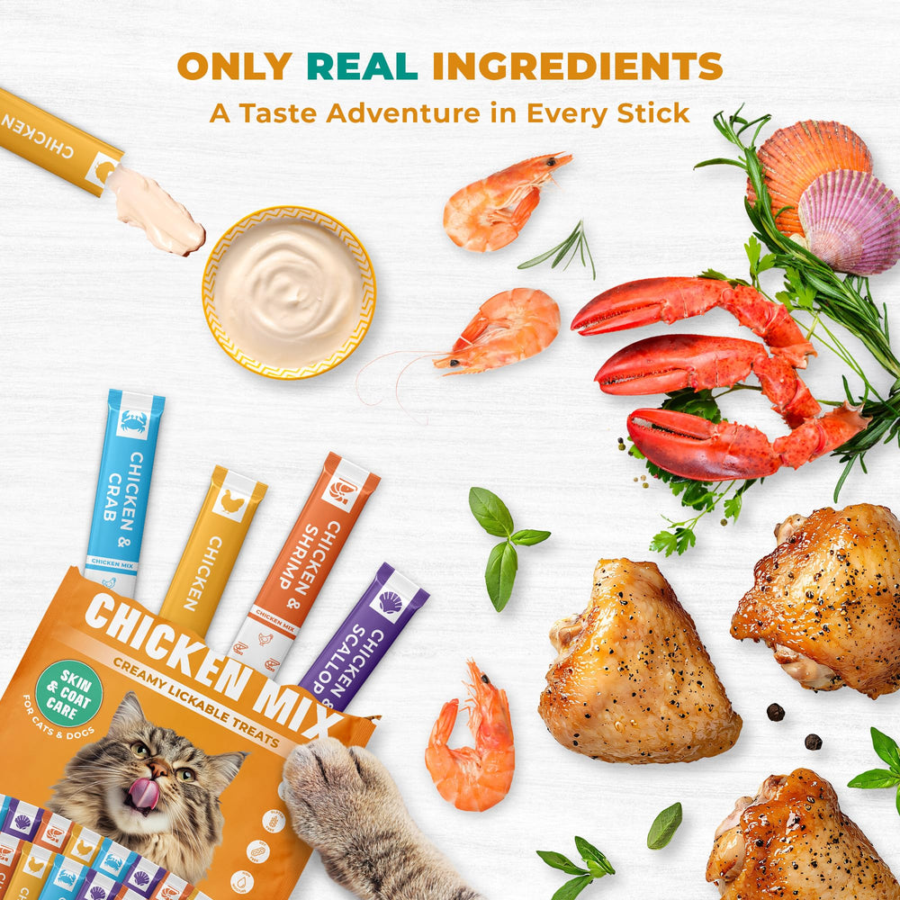 Beloved Pets creamy lickable treats crab tube to entice cats during play