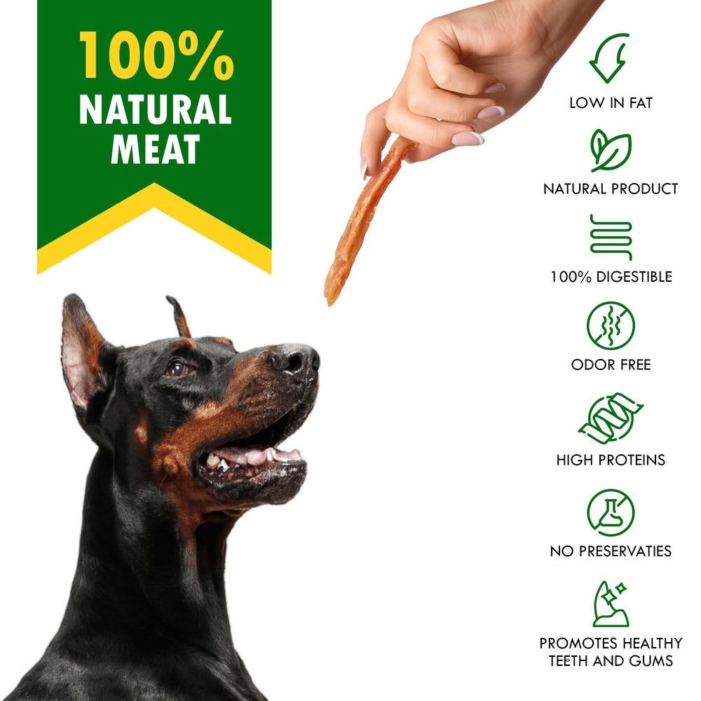 Beloved Pets dog treats chicken jerky strips puppy chew training reward close-up