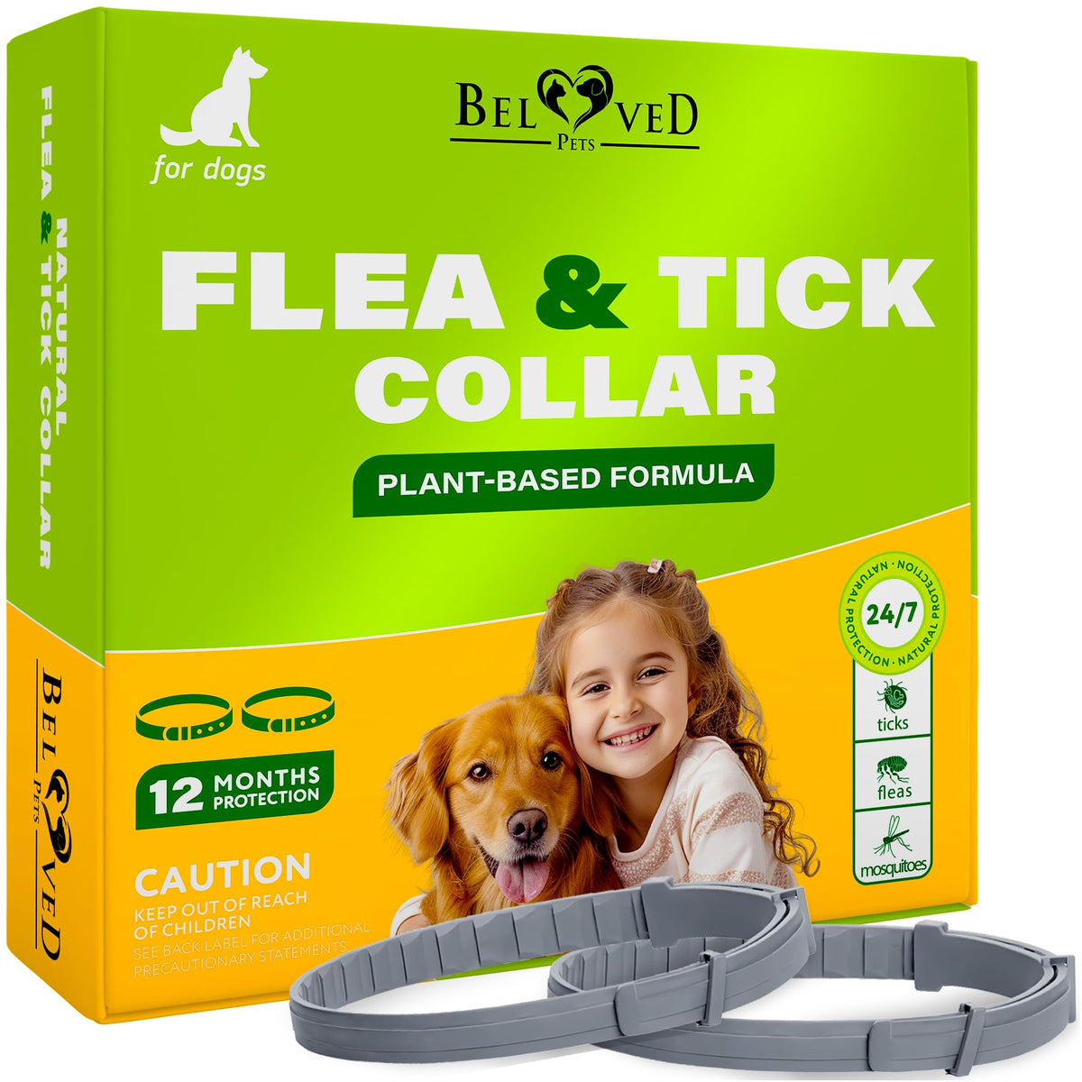 Beloved Pets natural flea-tick collar on a dog offers long-lasting protection during outdoor adventures.