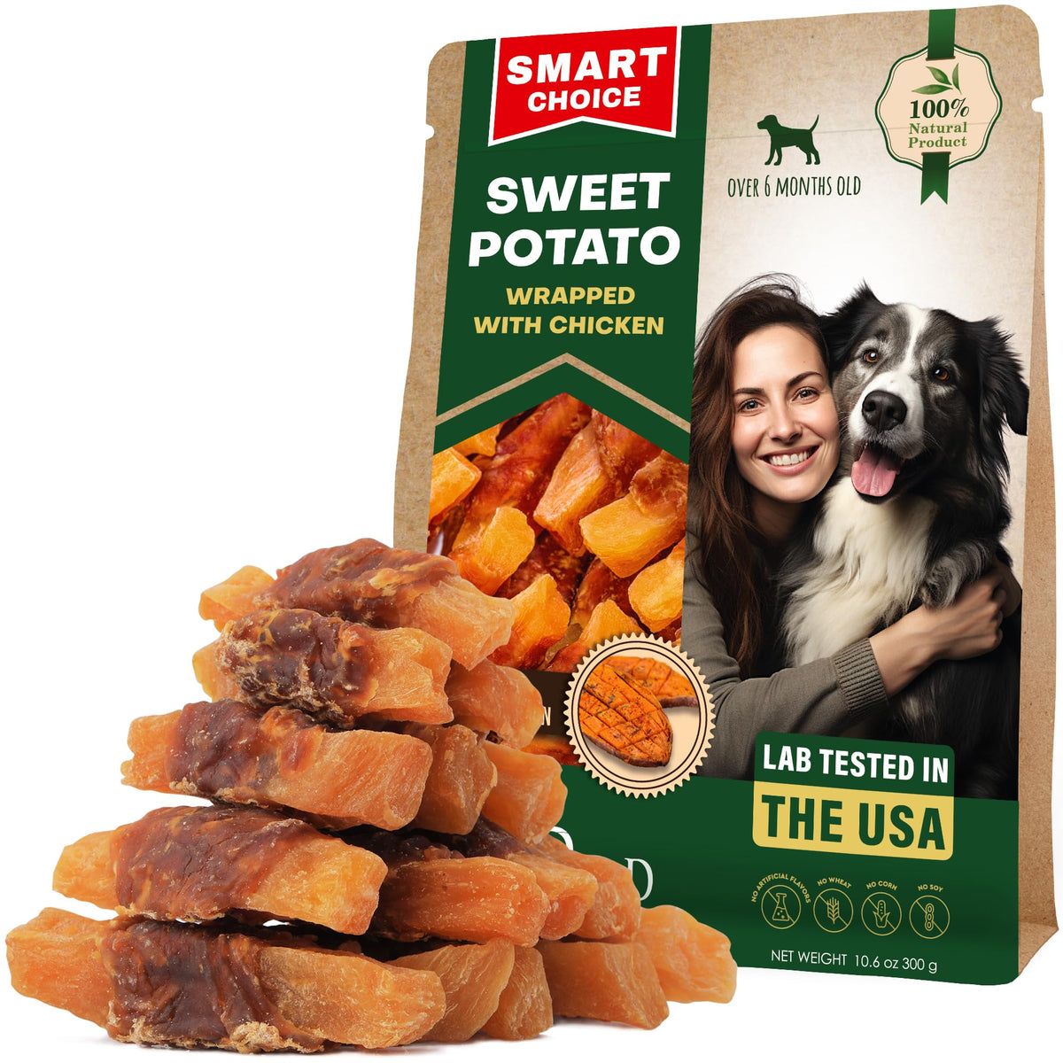 Beloved Pets patata dulce envuelta pollo, recompensa sabrosa para entrenamiento