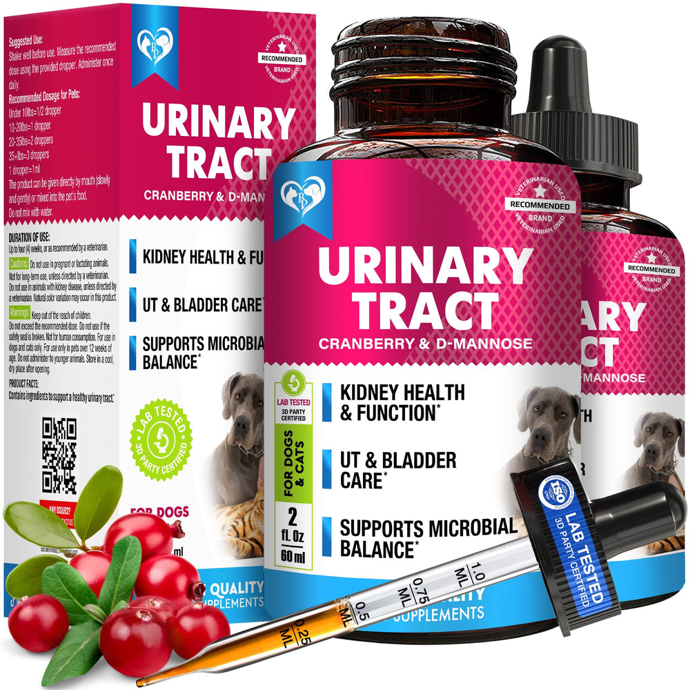 Beloved Pets Urinary Tract Drops bottle showing natural kidney and bladder support.