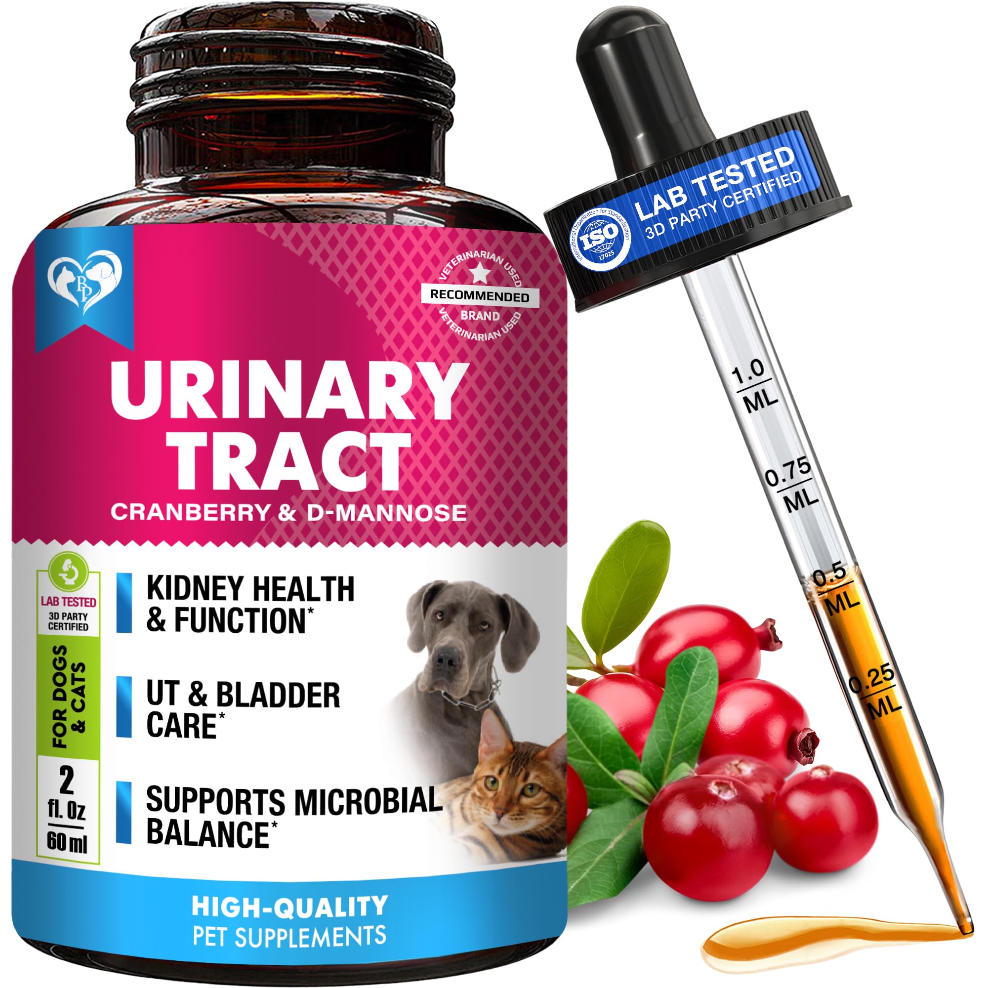 Beloved Pets UTI treatment bottle supports urinary health for cats and dogs