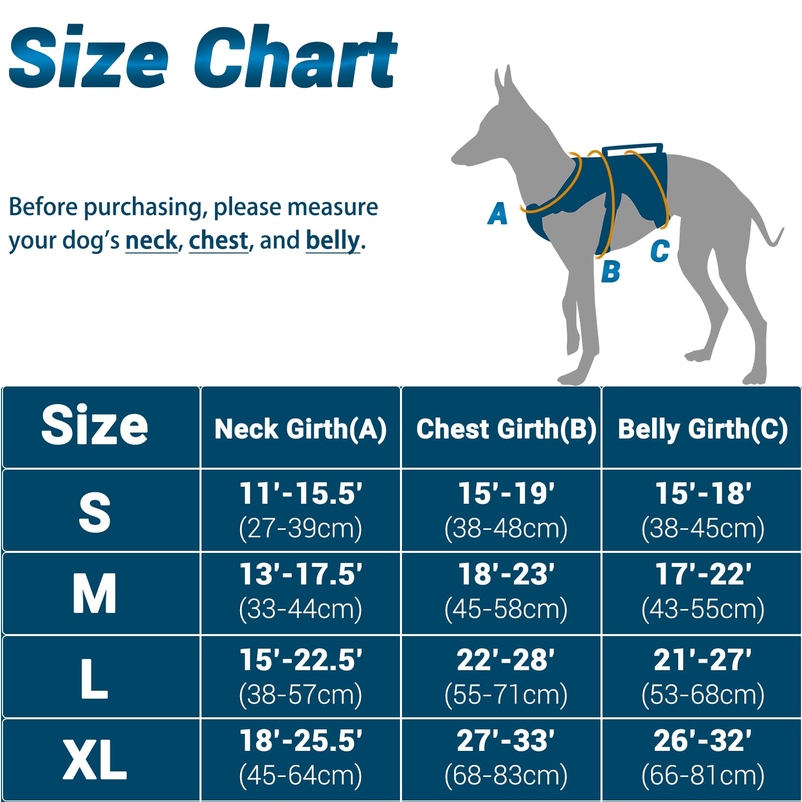 BELPRO harness blue durable outer fabric designed for large breeds and rugged use