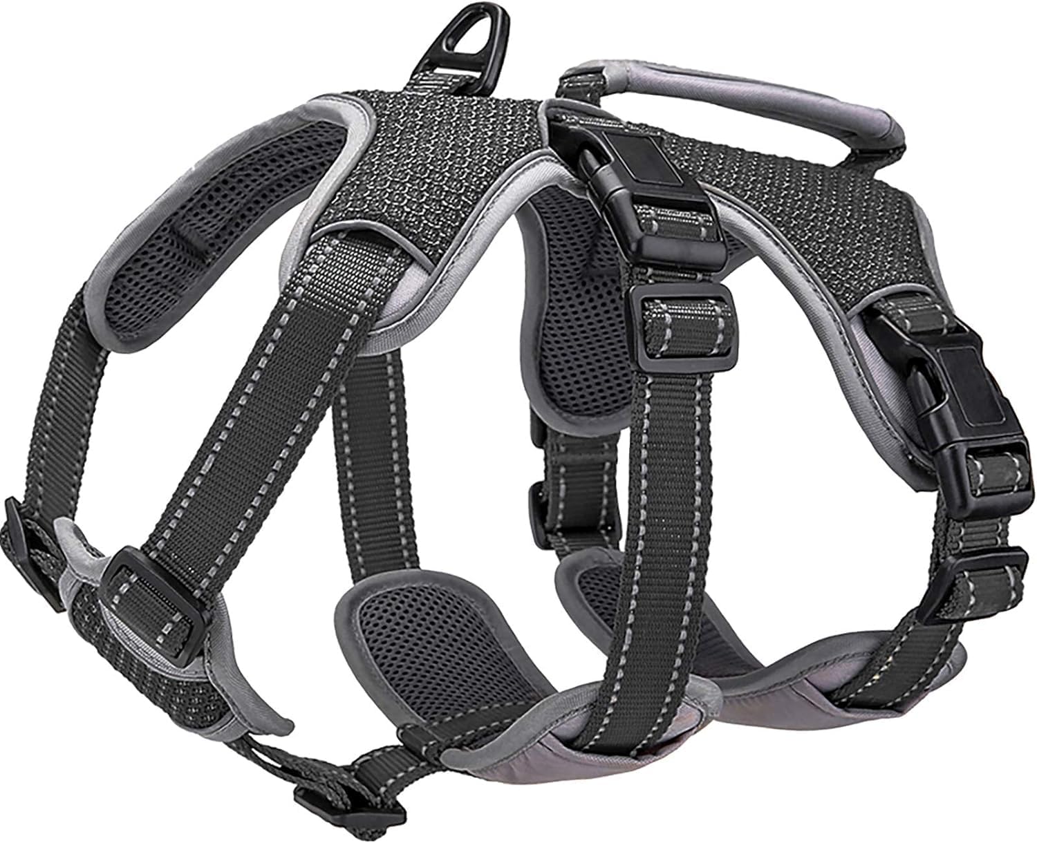 BELPRO multi-use harness shown on dog during an outdoor walk for secure fit