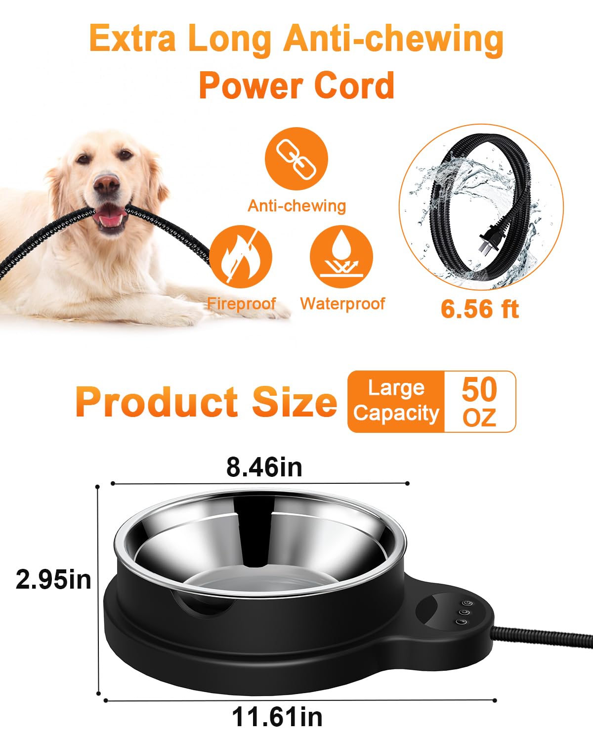 BEMOKURI 50oz capacity provides ample water for multiple pets outdoors.