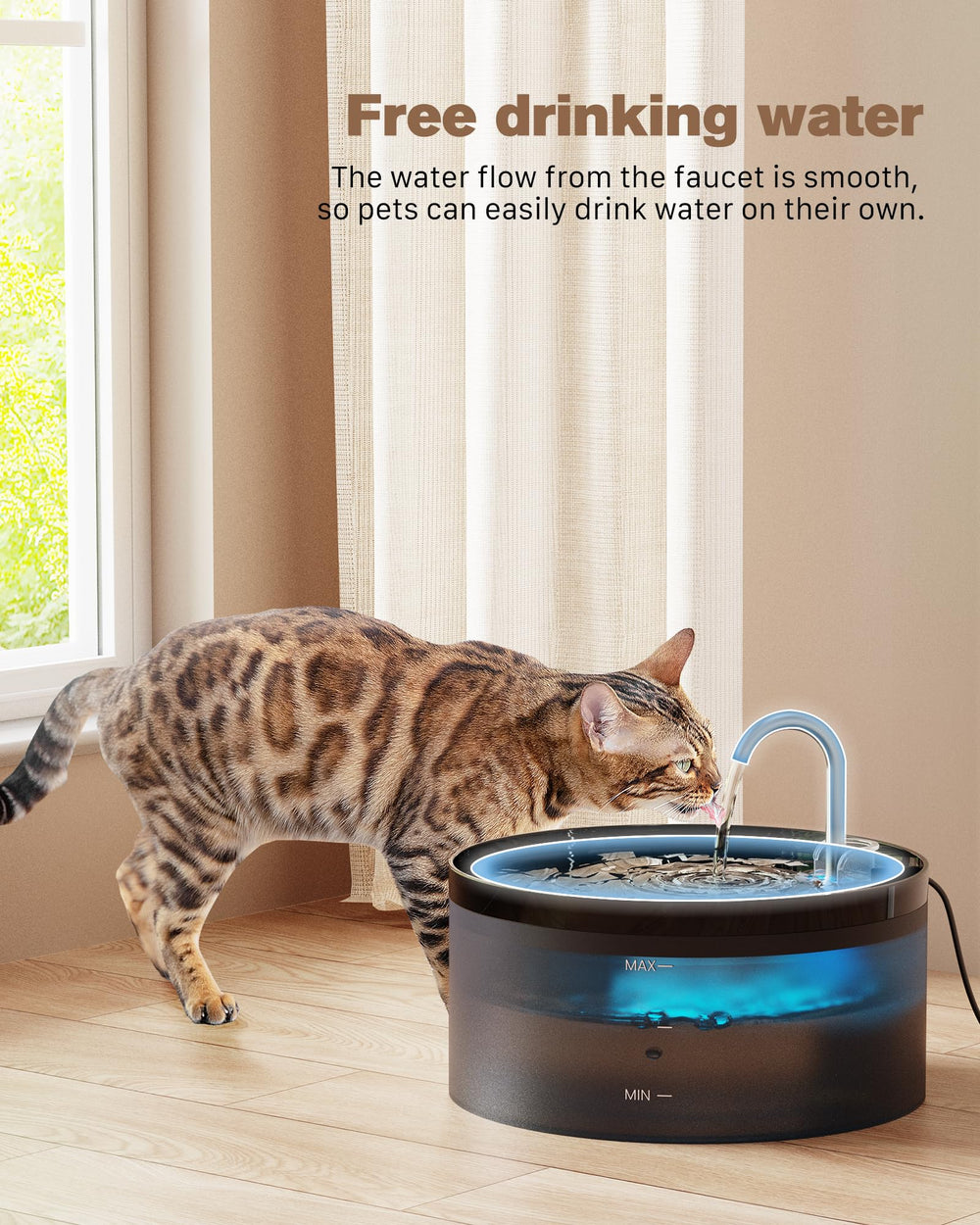 BEMOONY cat fountain six filters and three sponges support purification.