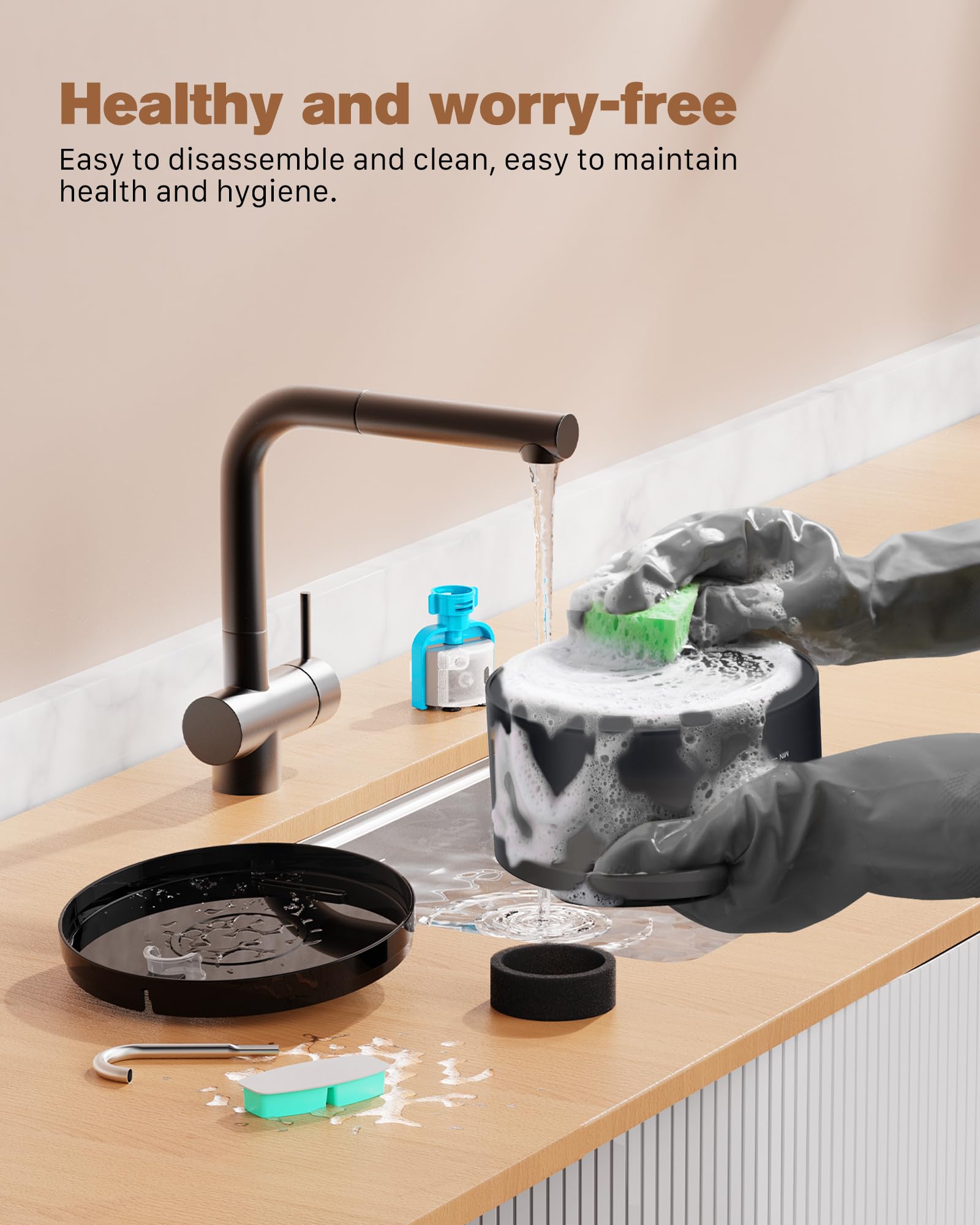 BEMOONY cat fountain easy-clean design simplifies maintenance.