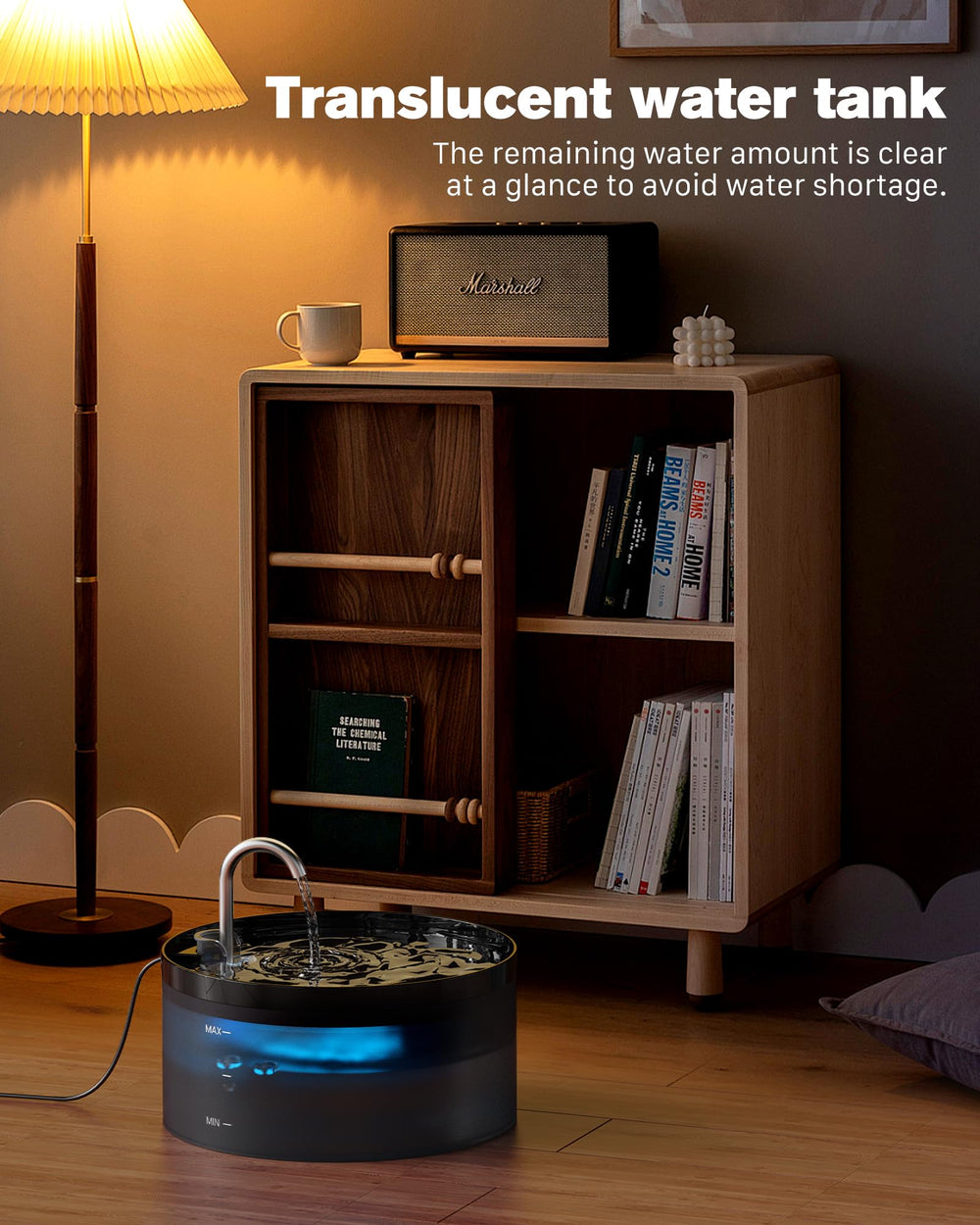 BEMOONY cat fountain ultra-quiet pump for peaceful homes.