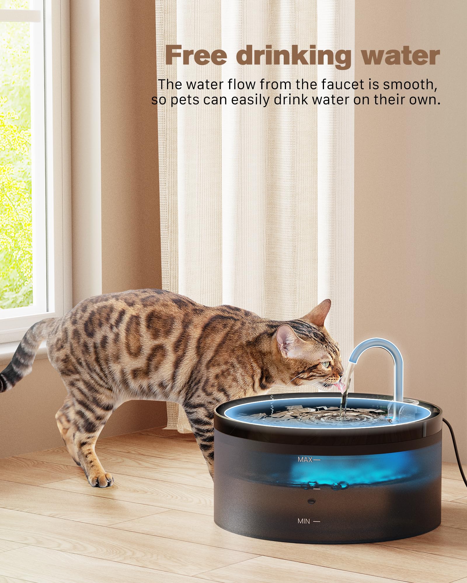 BEMOONY cat water fountain anti-dry-burn pump maintains a steady flow
